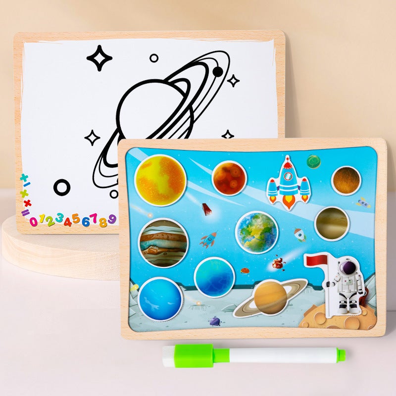 Teaching Wooden Kidsren'S Educational Magnetic Puzzles 3-6 Years Old Double-Sided Small Drawing Board Writing Erasable Toys - Image 1